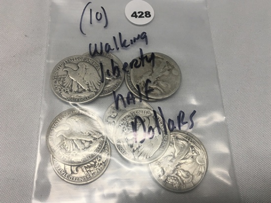 (10) Walking Liberty Half Dollars