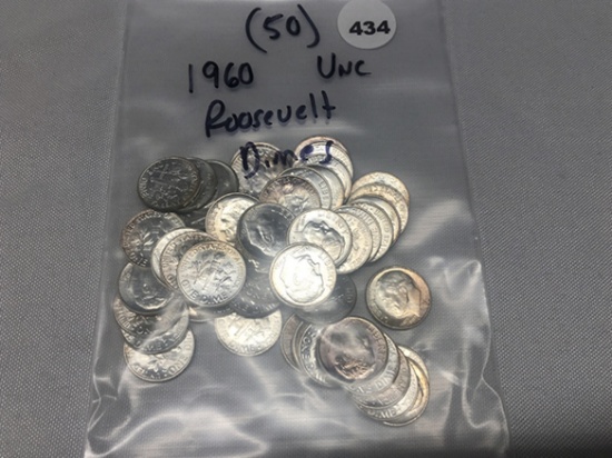 (50) 1960 Roosevelt Dimes, UNC