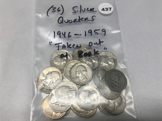 (36) 1946-1959 Silver Washington Quarters
