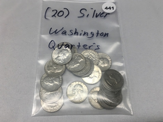 (20) Silver Washington Quarters