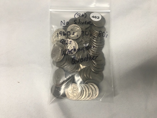 (96) 1960's, 70's, 80's (No Silver) Washington Quarters