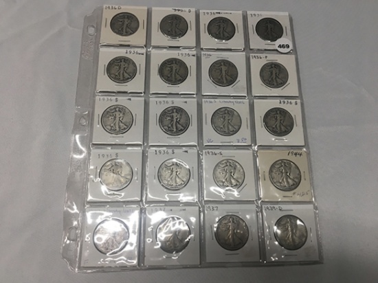 (20) Walking Liberty Half Dollars