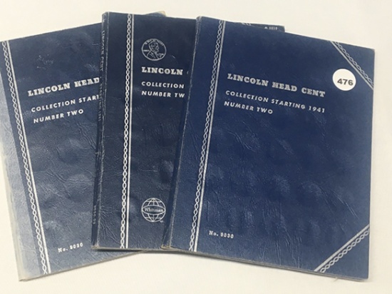 (3) Partial Lincoln Cent Books