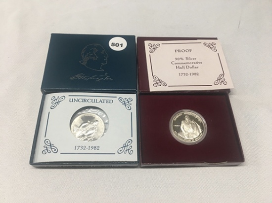 (2) Washington Comm. Half Dollars