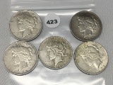 (5 X $) 1922 Peace Dollars (1-D)
