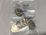 (10) 1964 Kennedy Half Dollars
