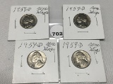 (4) 1959-D Unc Jefferson Nickels