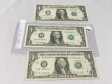 (3) 2013 Binary Bills, (repeating numbers)