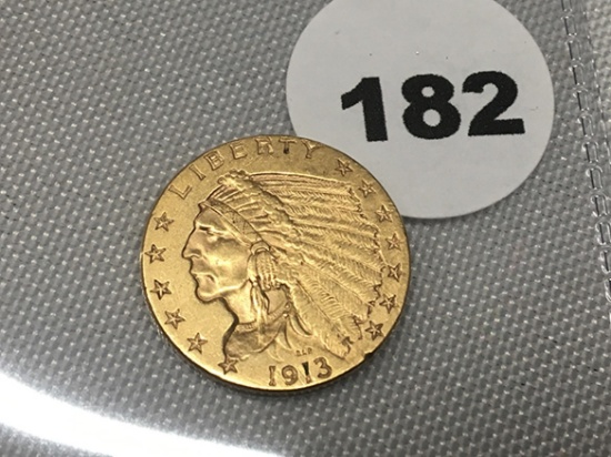 1913 $2 1/2 Indian Gold