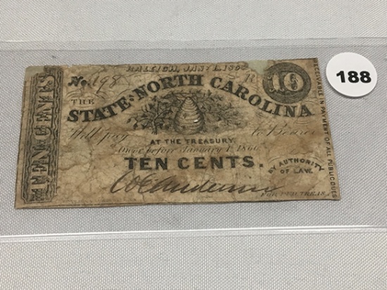 1860 North Carolina, Ten Cents Obsolete Note