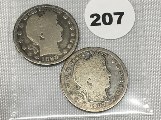 1898, 1907 Barber Quarters