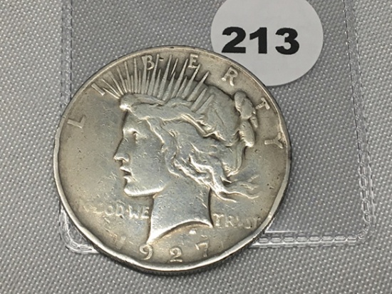 1927-D Peace Dollar, (Rim Dings)