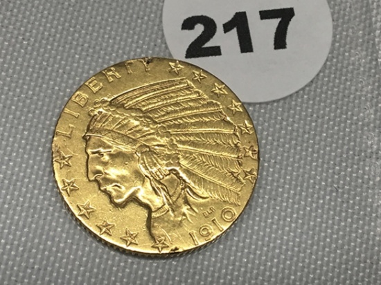 1910-D $5 Indian Gold