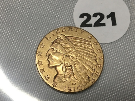 1910-D $5 Indian Gold