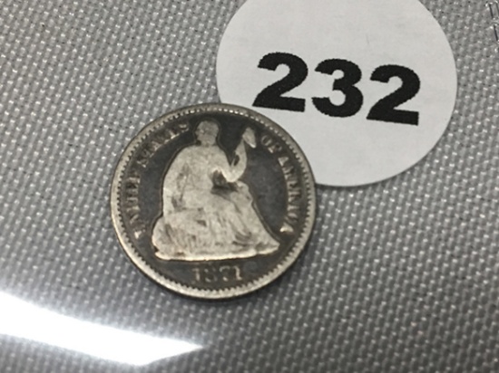 1871 Seated Half Dime
