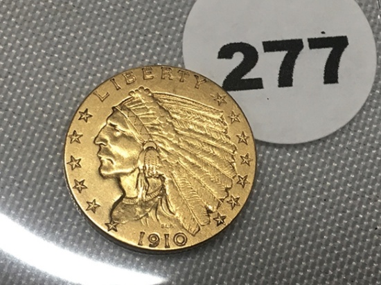 1910 $2 1/2 Indian Gold
