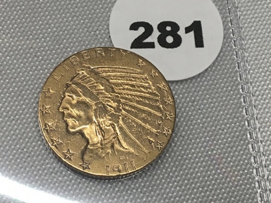 1911-S $5 Indian Gold