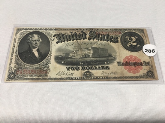 1917 Jefferson/Capitol $2 Large Note, Folds