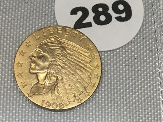 1908 $2 1/2 Indian Gold