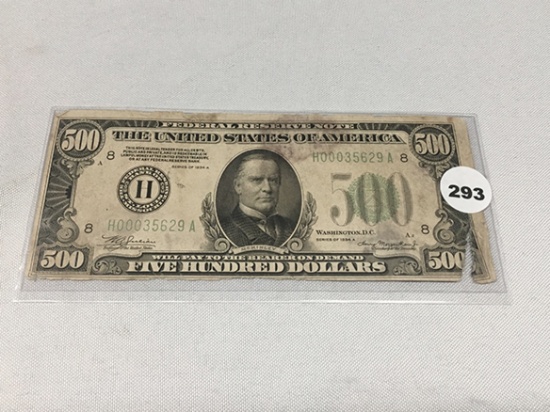 1934-A $500 Legal Tender, Tear, Rough Edge