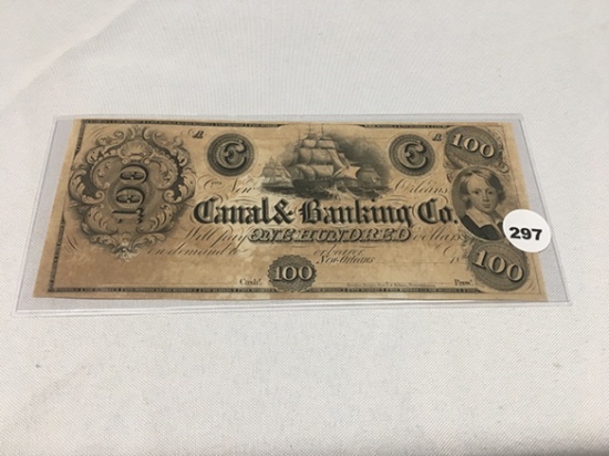 1840's/50's Canal & Banking Co, New Orleans Obsolete Note, Good Overall Condition