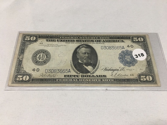 1914 $50 Federal Reserve Note (Faint Center Fold, Good Eye Appeal)