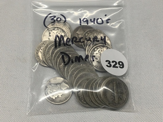 (30) 1940's Mercury Dimes