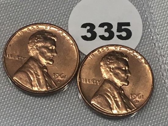 (2) 1961-D Lincoln Cents, UNC