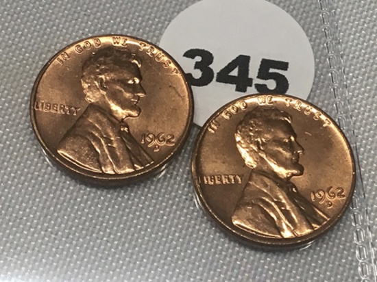 (2) 1962-D Lincoln Cents, UNC
