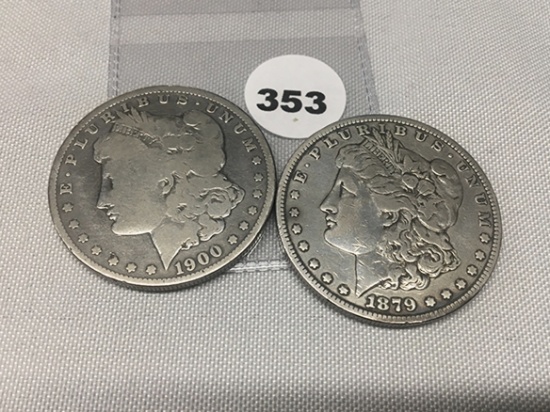 (2X$) 1879, 1900-O Morgan Dollars