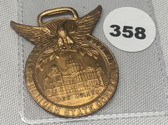 1916 Iowa Rep. State Convention Watch Fob