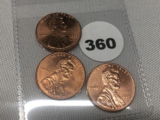 (3) 2009, 09-D Lincoln Cents