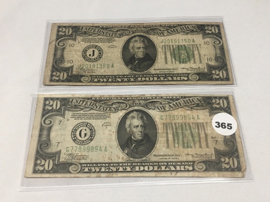 (2) 1934, 34-A $20 Legal Tender, Circulated
