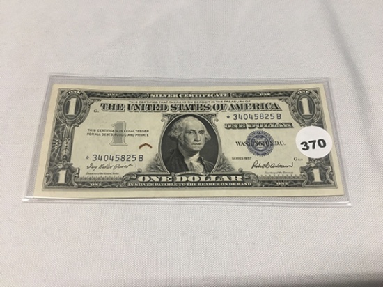 1957 $1 Silver Certificate, Star Note, (Near UNC)