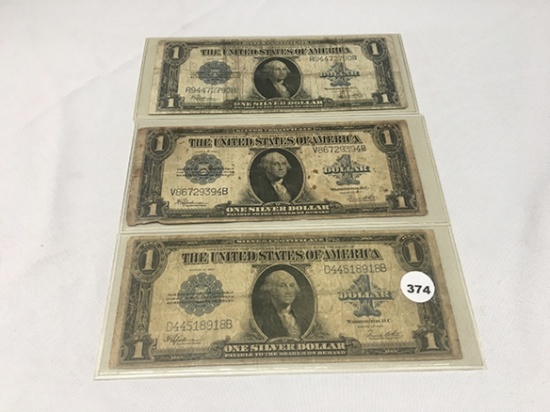 (3) 1923 $1 Washington Silver Certificate (Circulated)