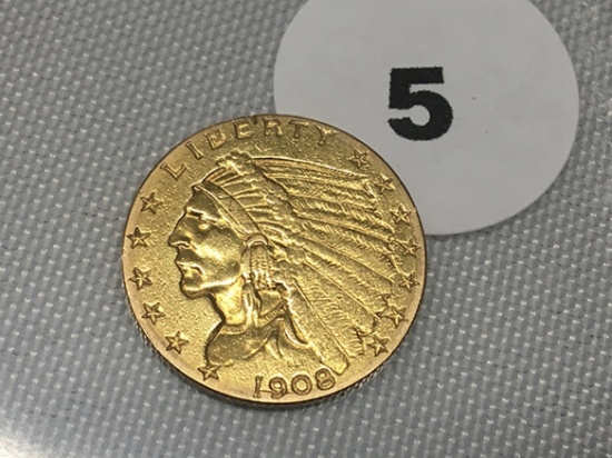 1908 $2 1/2 Indian Gold