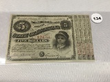 1879 US Bond State of Louisiana, Overall Nice Condition
