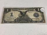 1899 Black Eagle $1 Silver Certificate, Fold Marks, Tape Mend