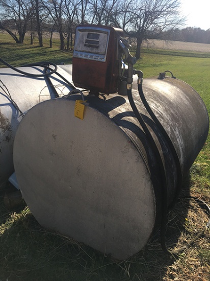 500 gal. Fuel Tank w/Gasboy Pump (1/2 Full Of Good Gas) To Be Removed By Buyer