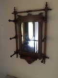 Walnut Hall Mirror w/ Hat Racks