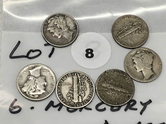 (6)  Mercury Dimes