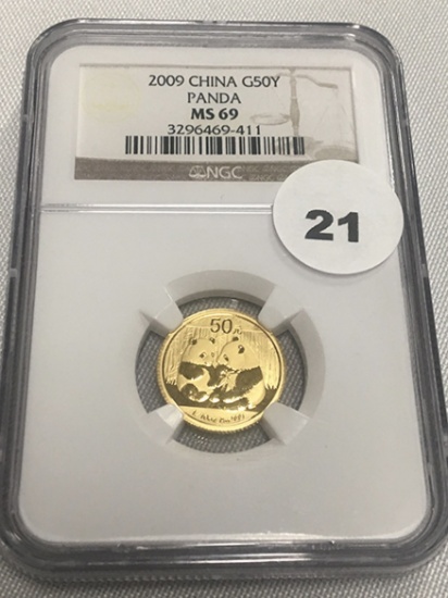 2009 China Gold 50Y Panda, NGC MS 69