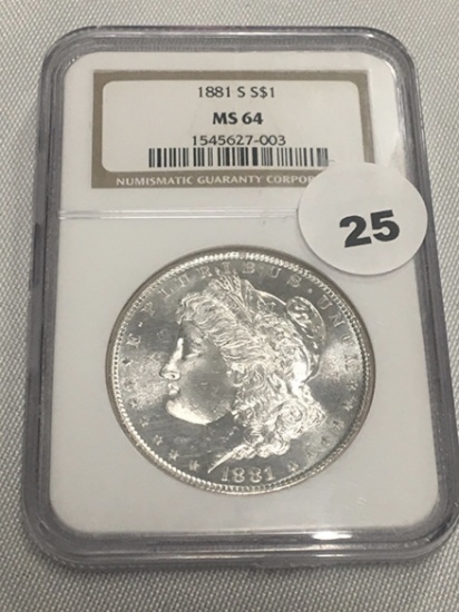 1881-S Morgan Dollar, NGC MS64
