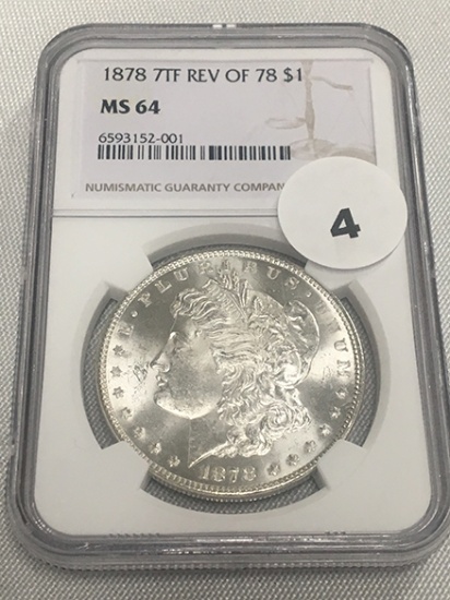 1878 7TF Rev of 78 Morgan Dollar, NGC MS64