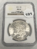 1891 Morgan Dollar NGC MS63
