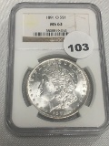 1891-O Morgan Dollar, NGC MS63