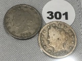1902 & 03 V Nickel