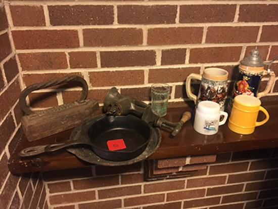 Iron, meat grinder, steins, cups