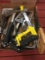 Hatchet, hacksaw, shelf brackets, etc.