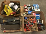 Various jars of hardware, boxes of assorted nails, salvage iron, etc.